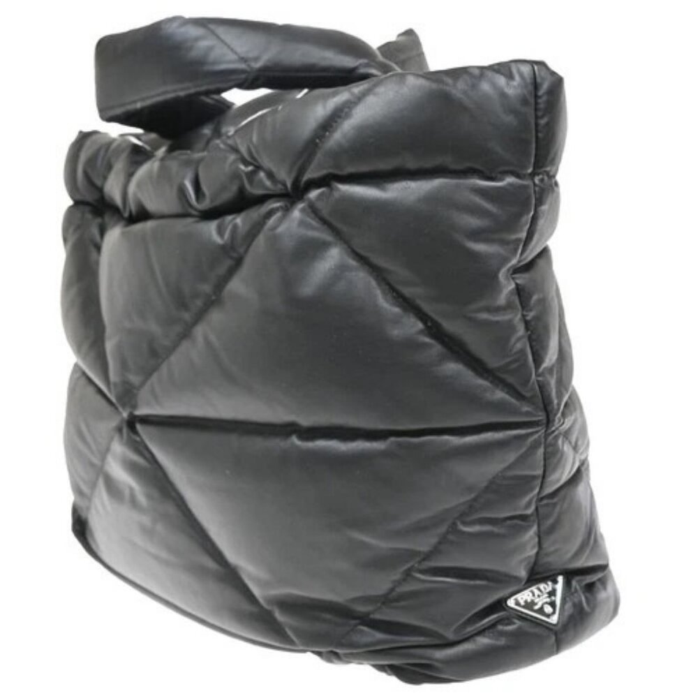 PRADA Logo Padded Hand Tote Bag Nappa Leather Black Italy 307RF799 - Picture 4 of 16